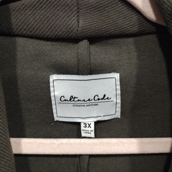 NWT Culture Code Women's Olive Green Jacket Sz 3X-Ruched Sleeves-Boho Western - Picture 2 of 8